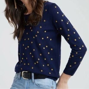 J. Crew Merino Wool Star Sweater Navy